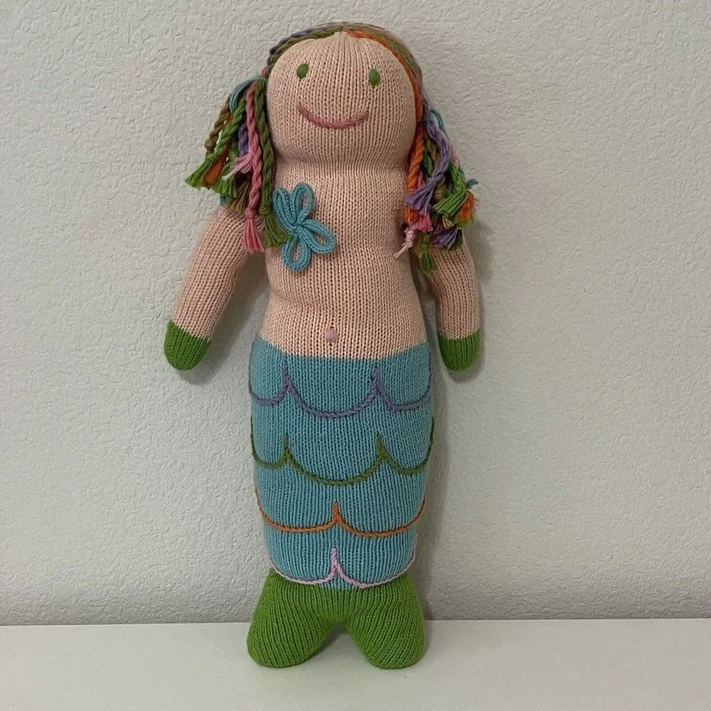 Blabla Kids Regular Mermaid Doll Hand Knitted Plush Blue Tail 18